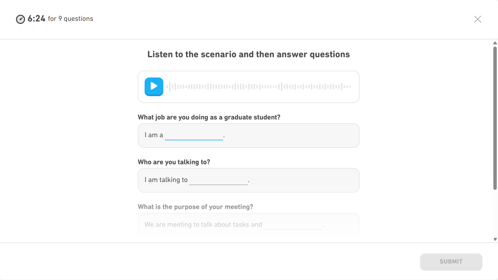 DET Interactive Listening - Listen and Complete